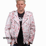 White de luxe Leatherjacket with red blood splatter