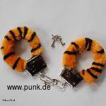 Tigerplüsch-Handschellen, schwarz-gelb