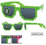 Nerd Sonnenbrille, Pixelbrille, grün schwarze Bügel