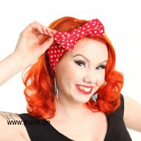 Rockabella: Haarband mit Schleife, rot mit weißen Polkadots