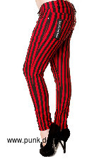 Banned: Rot-schwarz gestreifte skinny pants