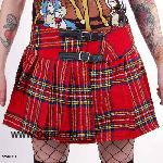 Red tartan miniskirt with 2 straps at the side