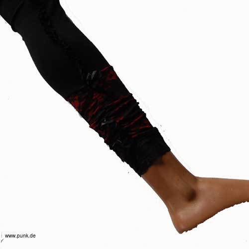 : Schwarze Leggings mit Spitze und roten Füßen