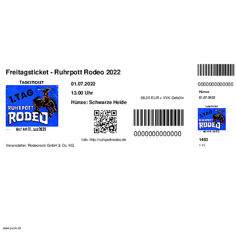 : HardTicket Freitagsticket - Ruhrpott Rodeo 2022