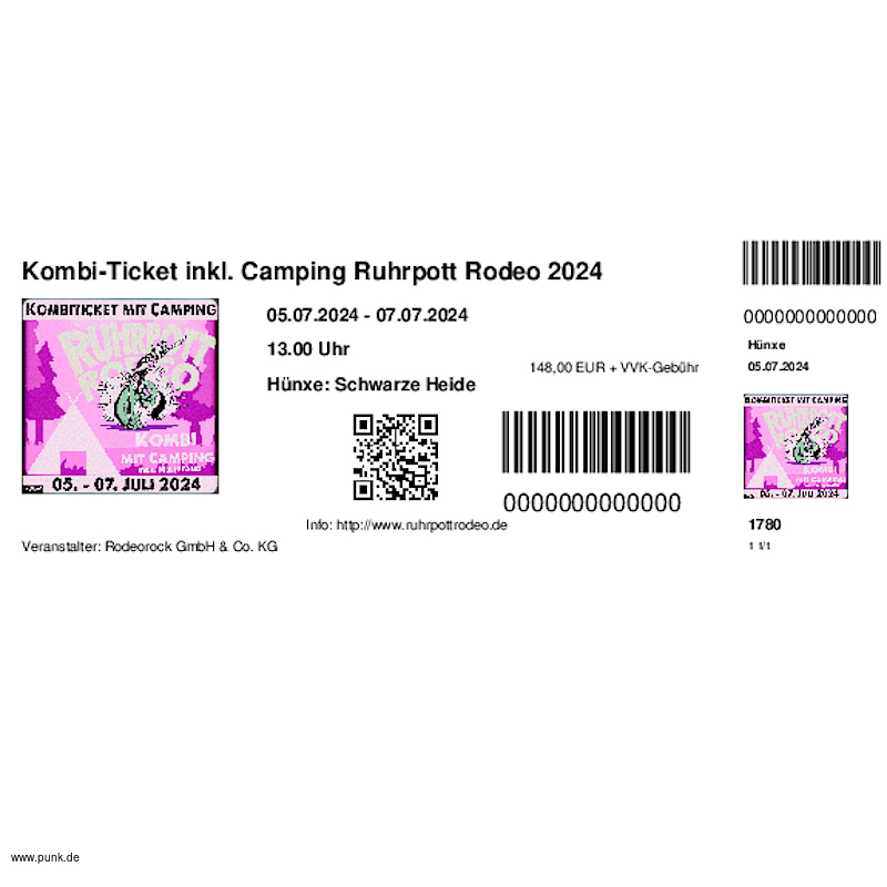 : HardTicket Kombi-Ticket inkl. Camping Ruhrpott Rodeo 2024