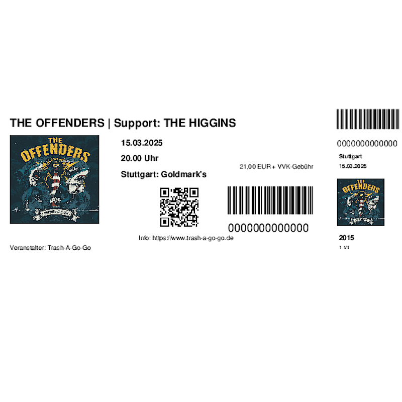 : HardTicket THE OFFENDERS | Support: THE HIGGINS