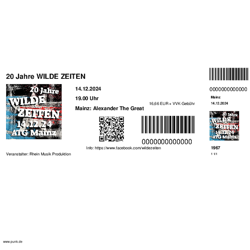 : HardTicket 20 Jahre WILDE ZEITEN